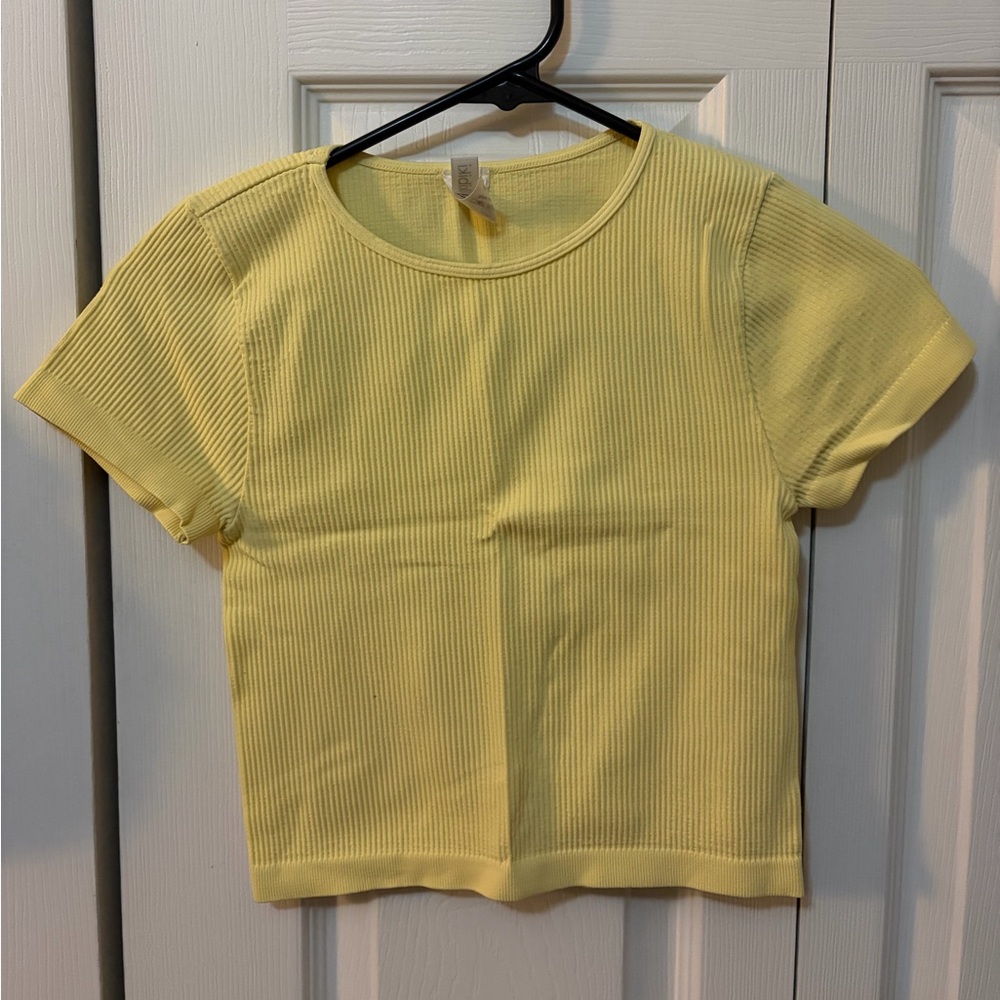 Nikibiki Yellow Ribbed Crop Top